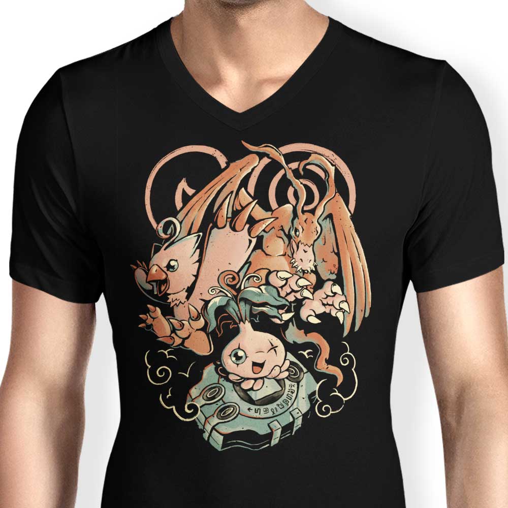 Men's Stylish V-Neck Digital Bird Evolution T-Shirt