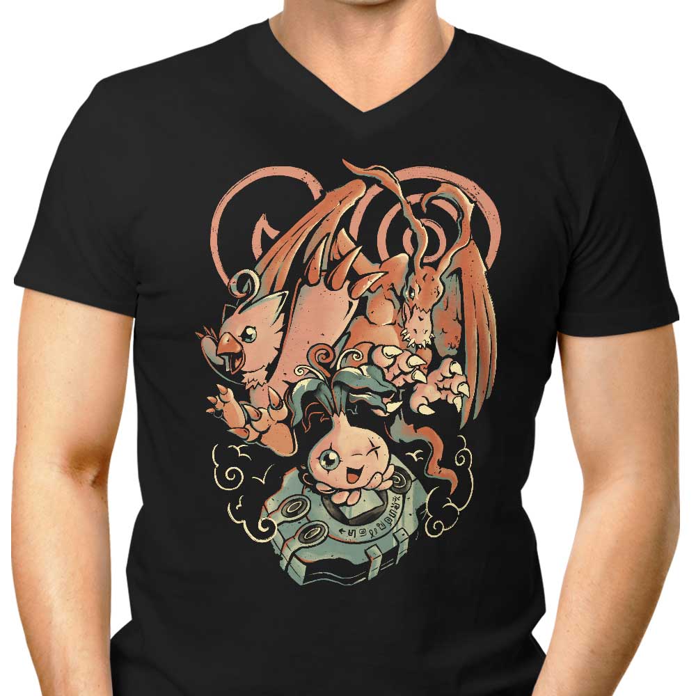 Men's Stylish V-Neck Digital Bird Evolution T-Shirt