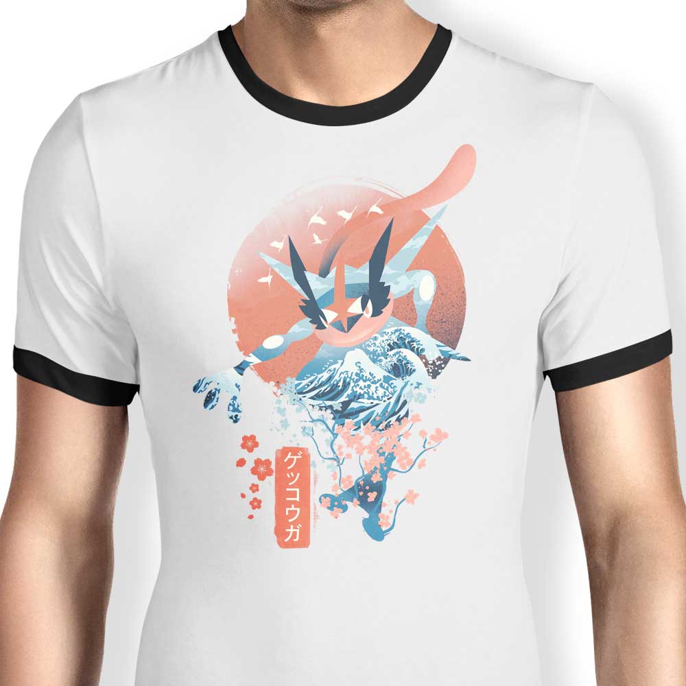 Dandingeroz Ukiyo Water Men's 100% Cotton Ringer T-Shirt, S - 4XL Sizes