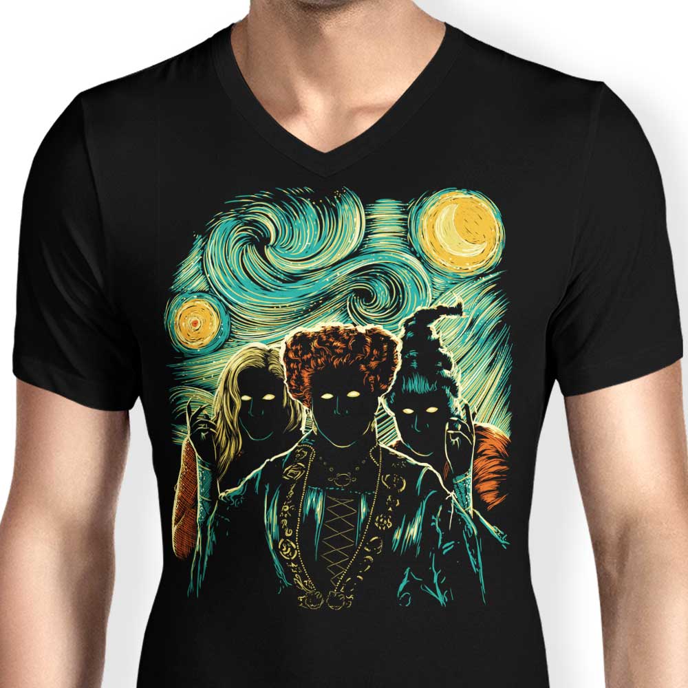 Ddjvigo Men's Stylish V-Neck for Salem Night