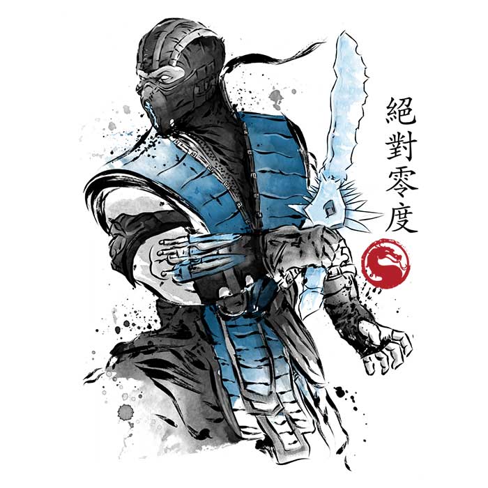 Cool Ice Warrior Sumi-e Ringer Style T-Shirt