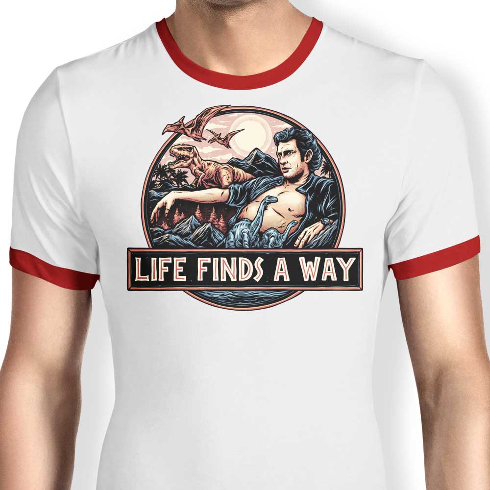 Life Finds a Way Stylish Ringer T-Shirt by Glitchygorilla