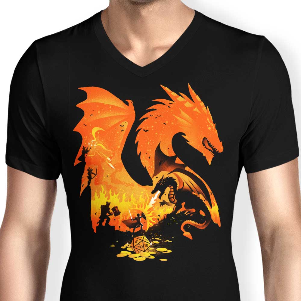 Alemaglia's Men's V-Neck with Fantasy Flames Design
