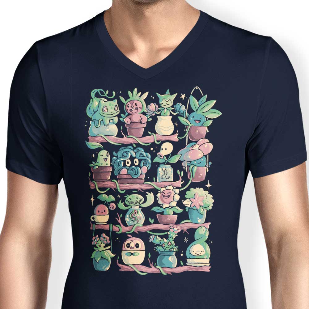Stylish Men's V-Neck Grass Shelf T-Shirt