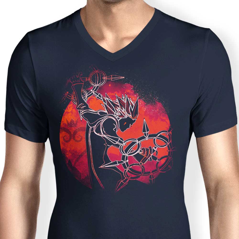 Men's V-Neck T-Shirt Featuring the Enchanting Dancing Flames Orb Design