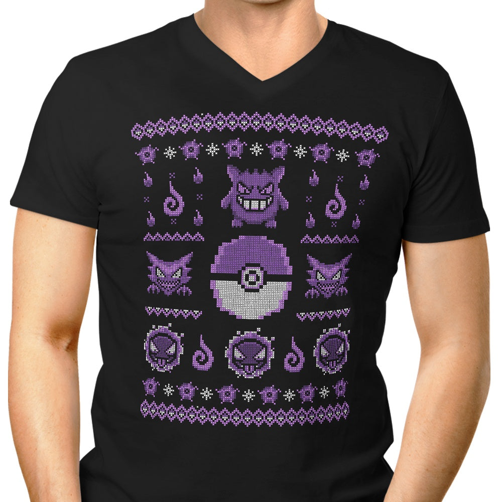 Men's Stylish V-Neck Ghost Trainer Sweater by Typhoonic Art