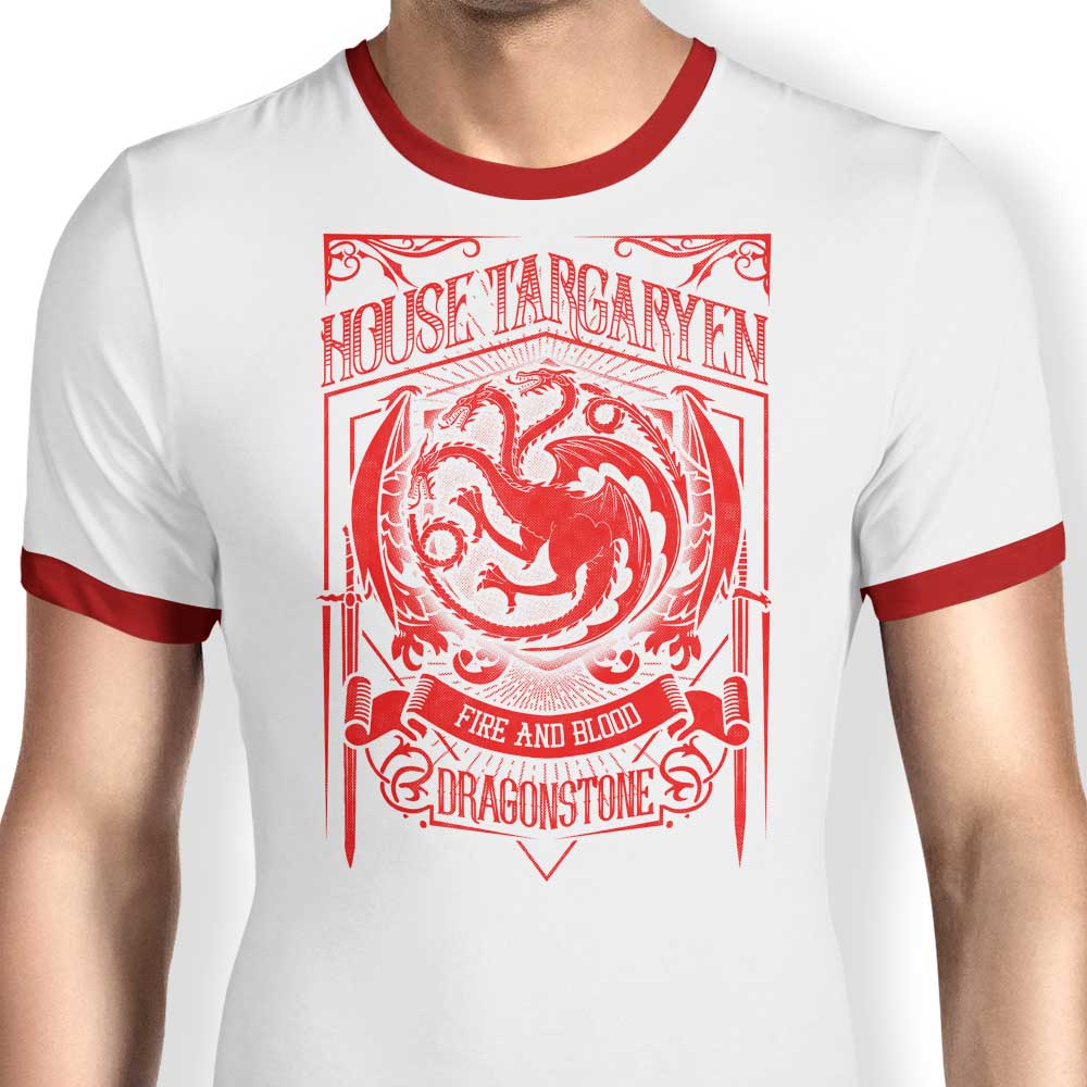 Vintage Dragon Design Retro Men's Ringer T - Shirt