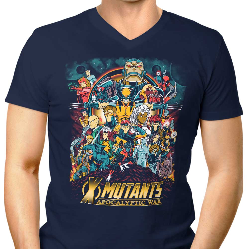 Men's Apocalyptic War Themed V-Neck T-Shirt