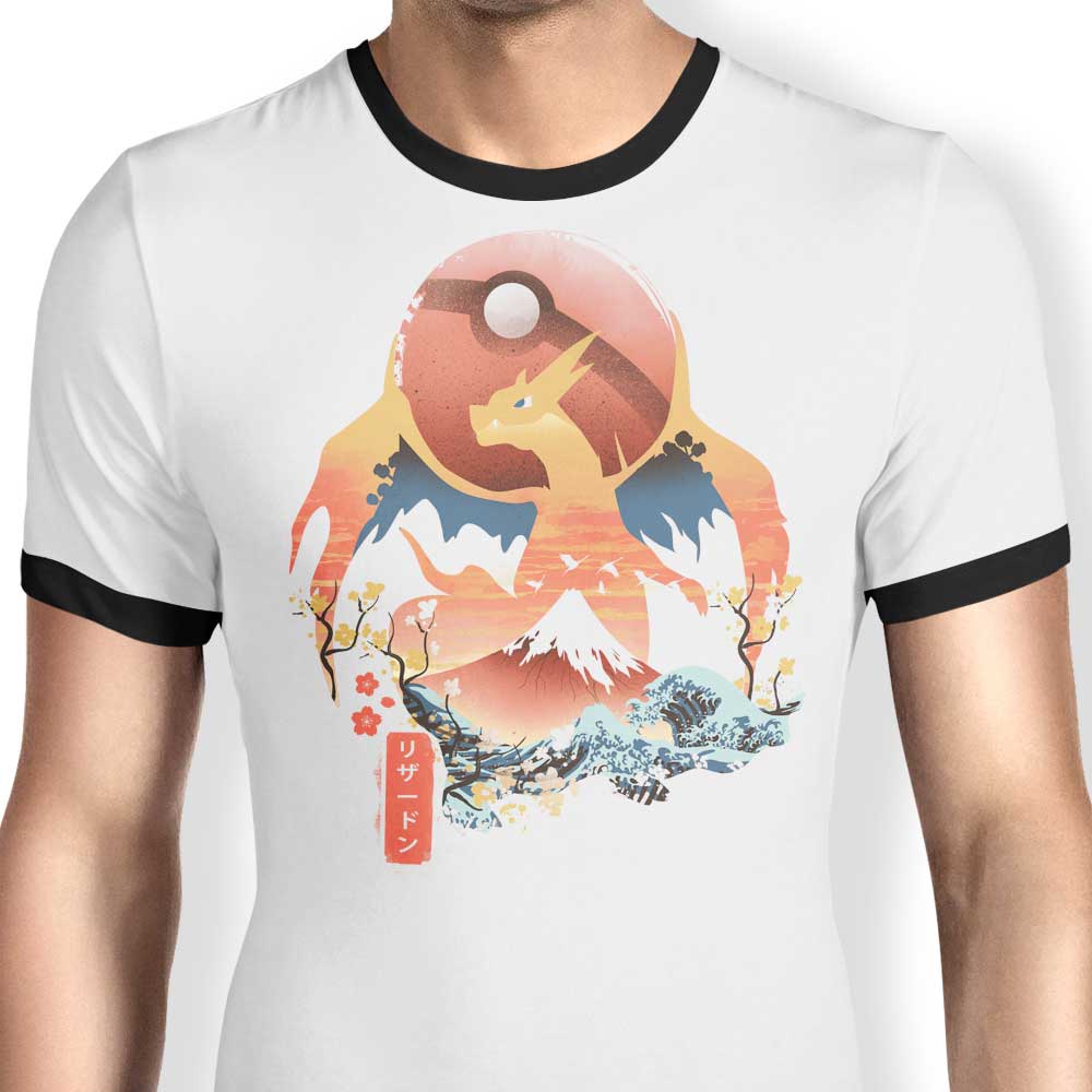 Ukiyo Fire Men's Stylish Ringer T-Shirt by Dandingeroz