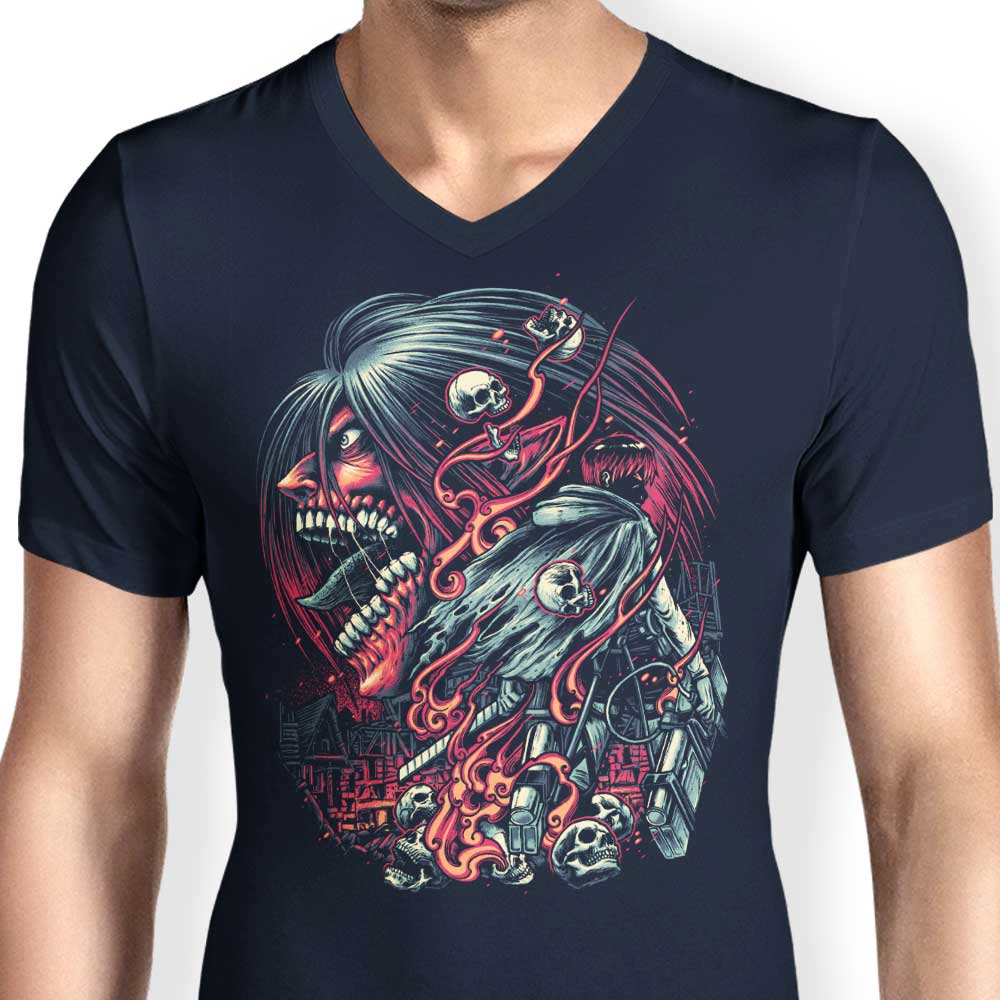 Men's V-Neck T-Shirt - Break Through the Walls