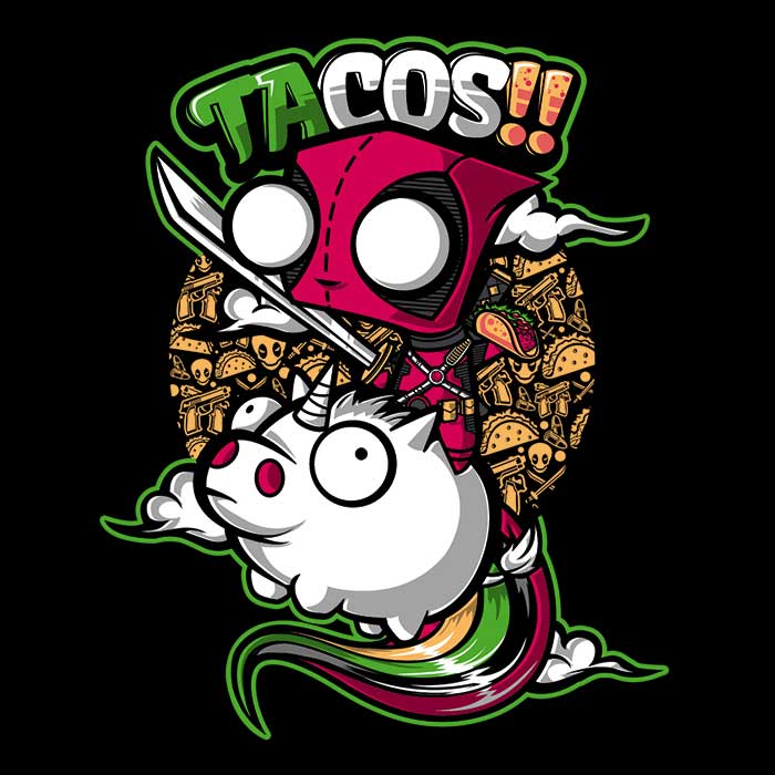 Tacos and Unicorns Themed Fashionable Ringer T-Shirt for All Ages
