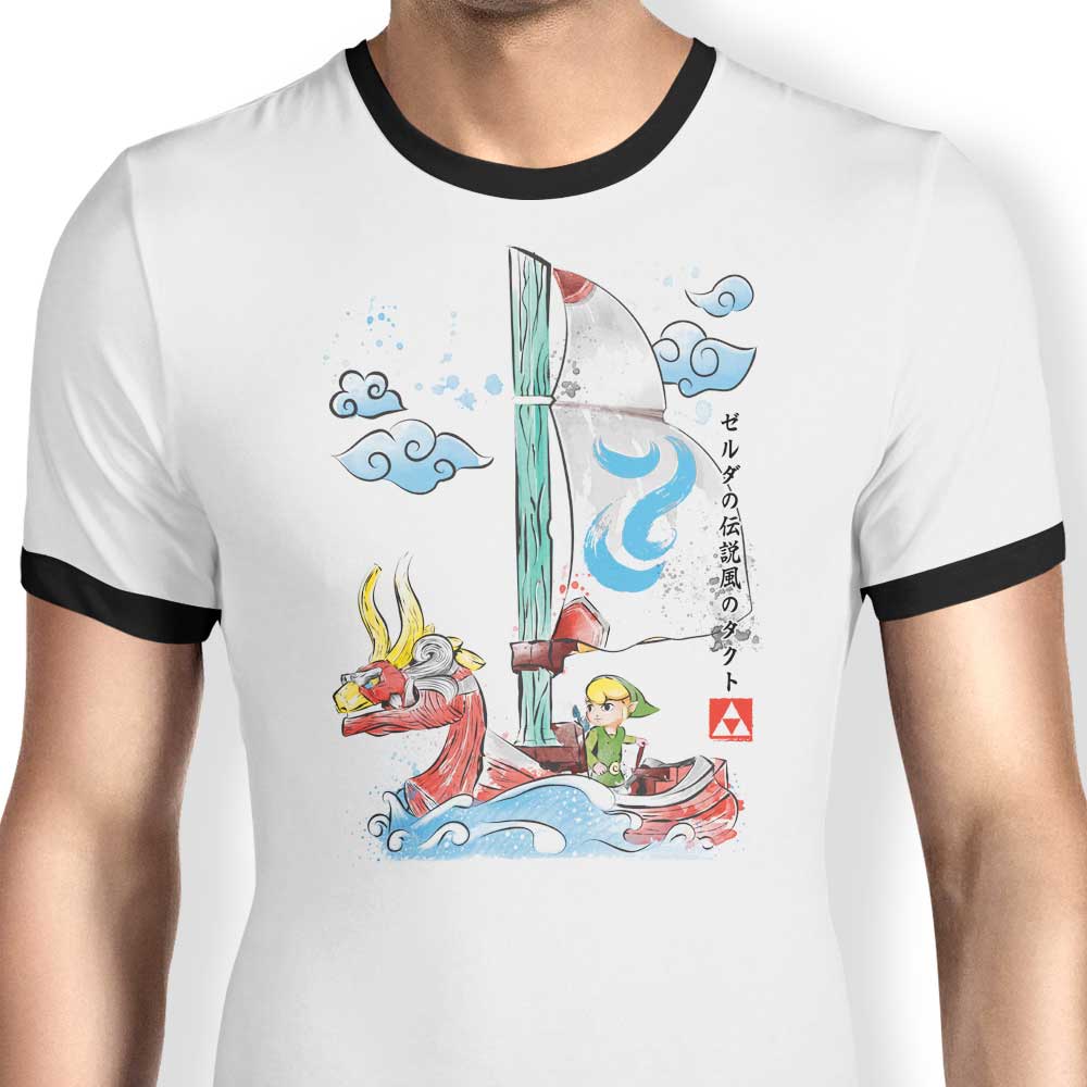 Dr. Monekers' Wind Sailing Watercolor Men's 100% Cotton Ringer T - Shirt