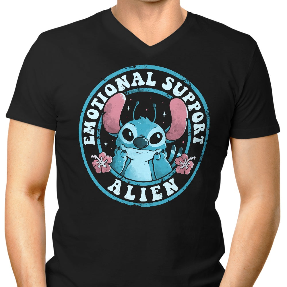 Men's Comfortable V-Neck Emotional Support Alien T-Shirt
