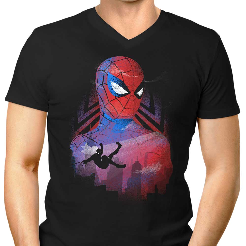 Men's V-Neck T-Shirt with the Concept of Great Responsibility