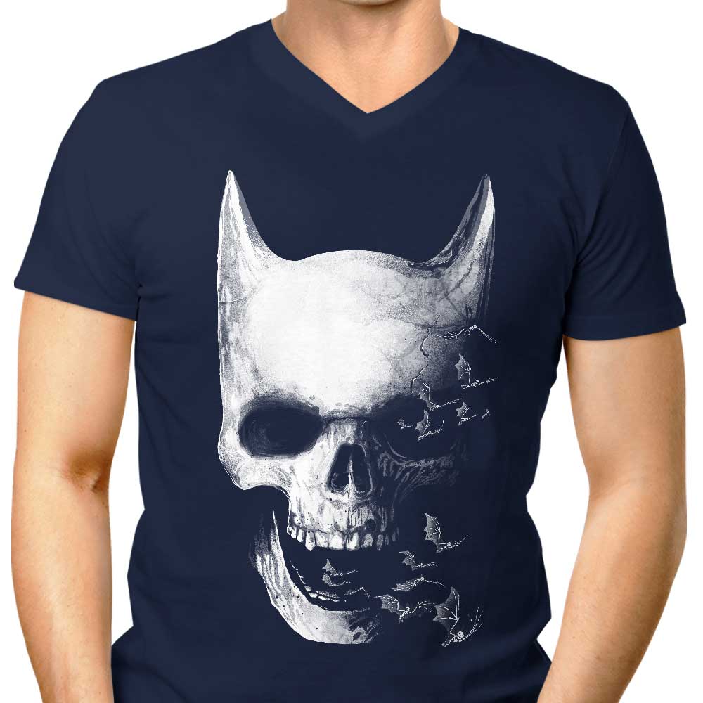 Alemaglia Men's Stylish V-Neck Bat Skull T-Shirt
