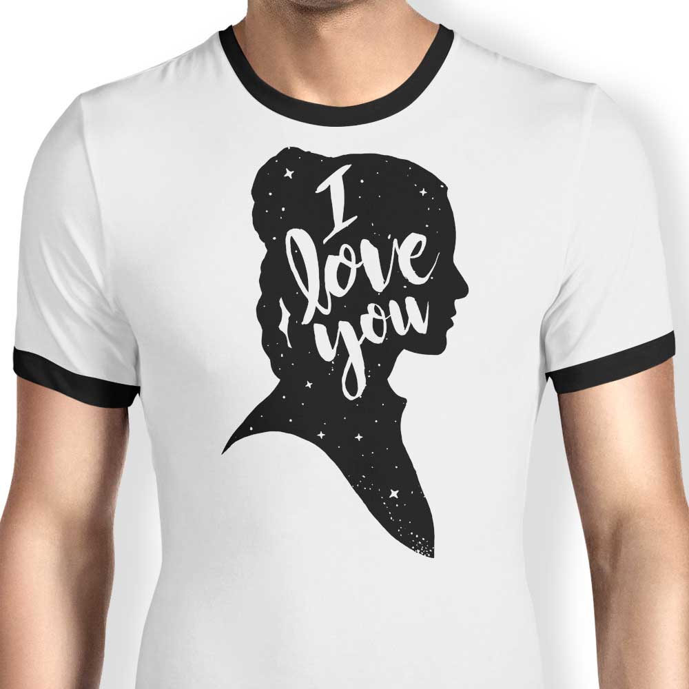 Men's 100% Cotton 'I Love You' Ringer T-Shirt in S - 4XL Sizes