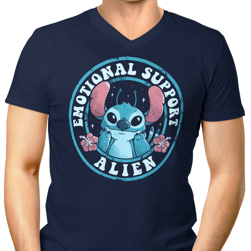 Men's Comfortable V-Neck Emotional Support Alien T-Shirt