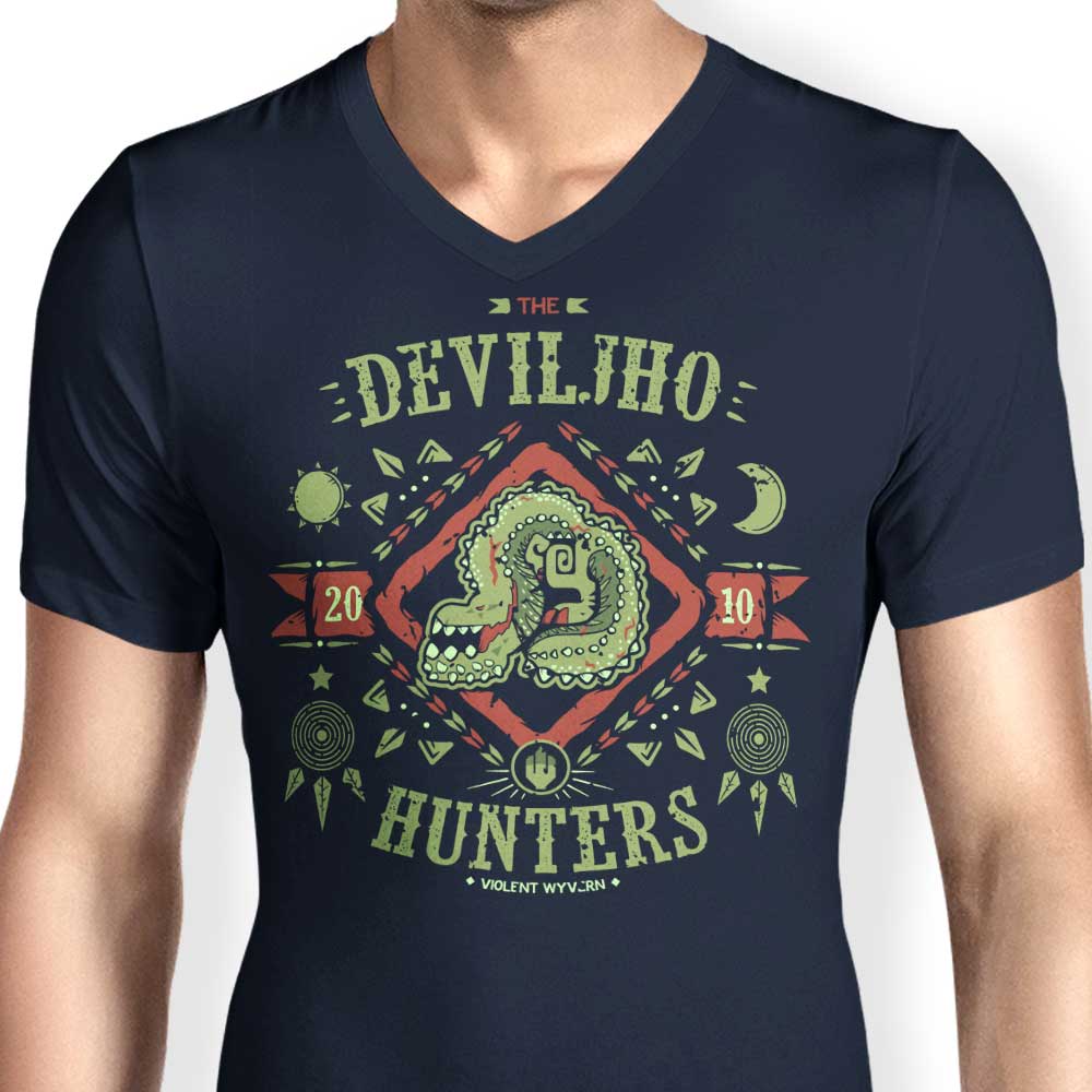 Men's Stylish V-Neck 'The Deviljho Hunters' T-Shirt