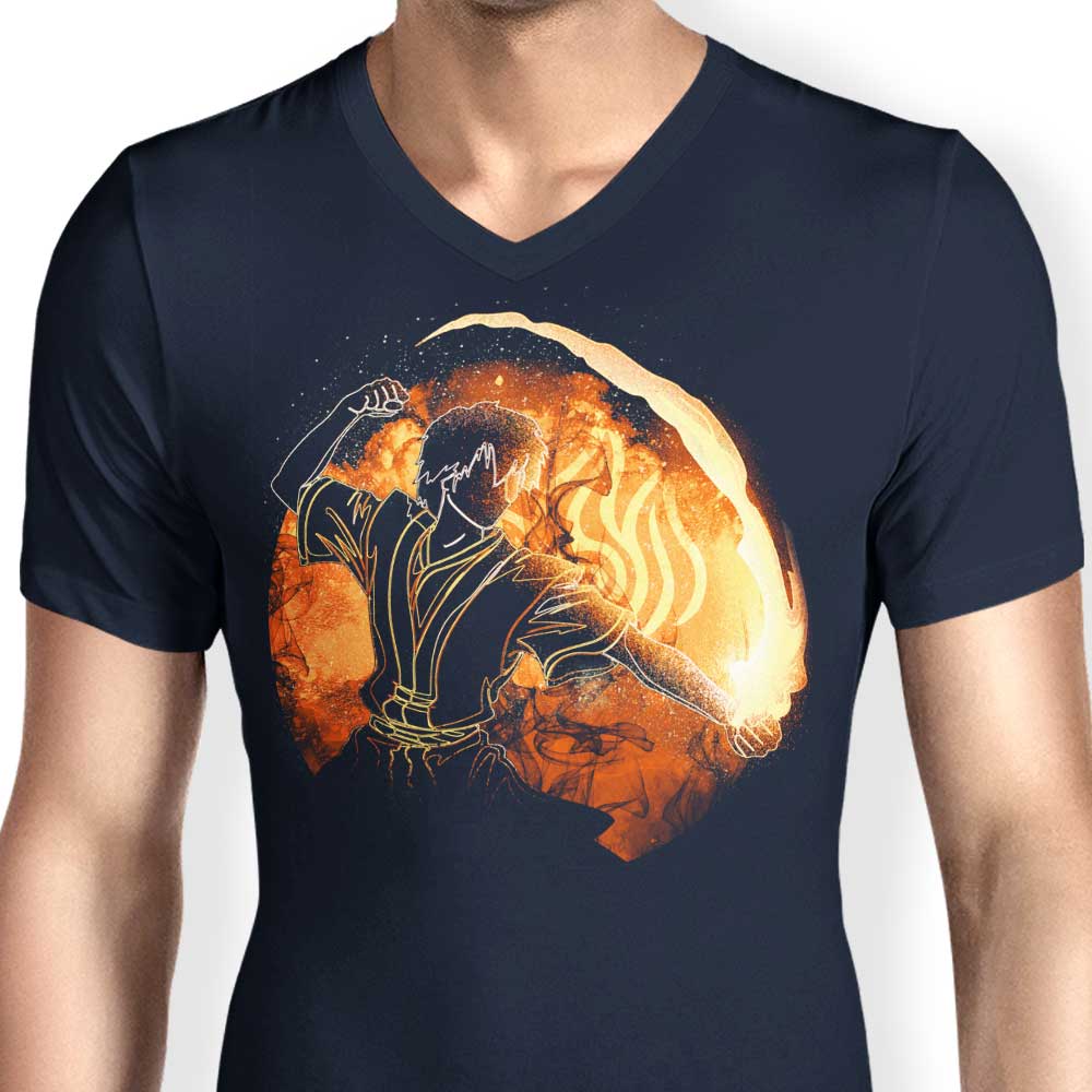 Men's Stylish V-Neck with Fire Soul Design