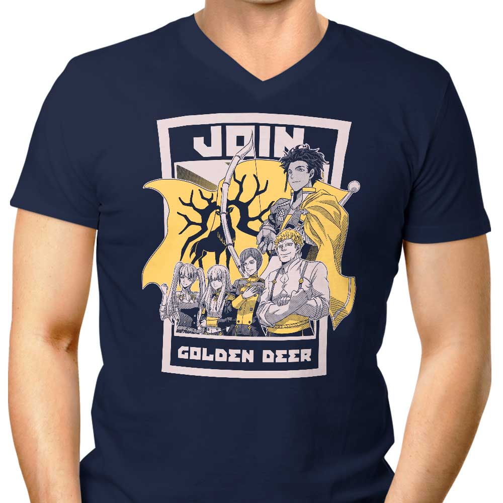 Join the Golden Deer Men's Fashionable V-Neck T-Shirt