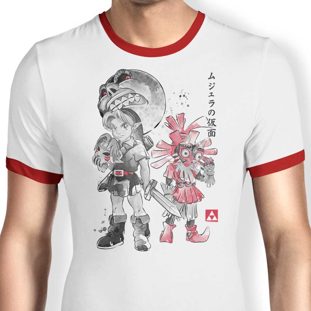 Dr. Monekers' Majora's Sumi-e Men's 100% Cotton Ringer T - Shirt