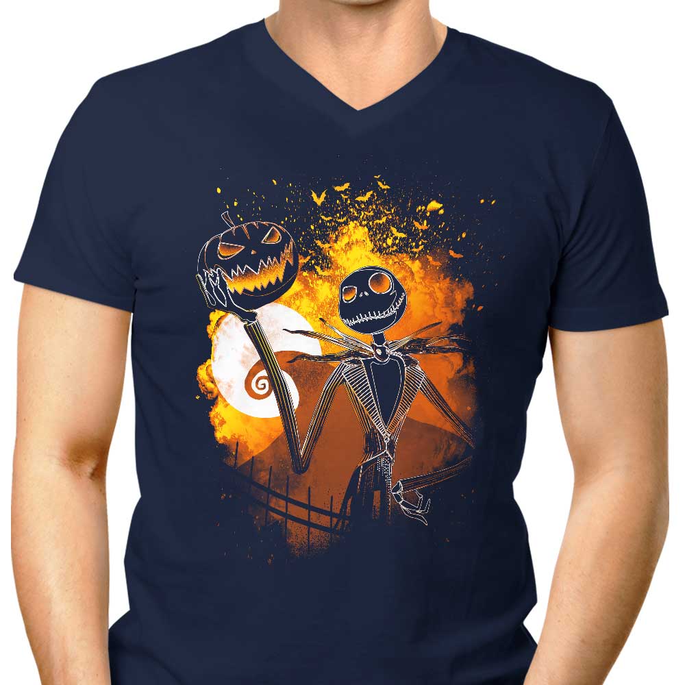 Men's Stylish V-Neck T-shirt with the Soul of the Pumpkin King