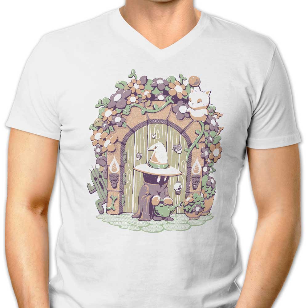 Elegant Men's Fantasy Garden V-Neck Top