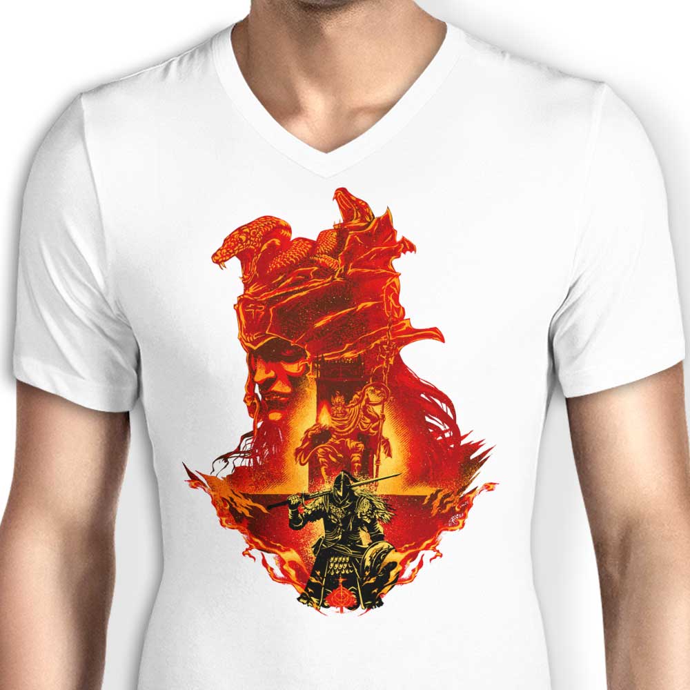 Hypertwenty's Flaming Assault Men's V-Neck T-Shirt