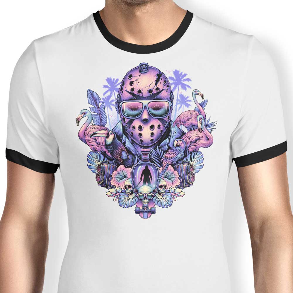 Tropical Camper Style Men's Ringer T-Shirt for Casual Wear