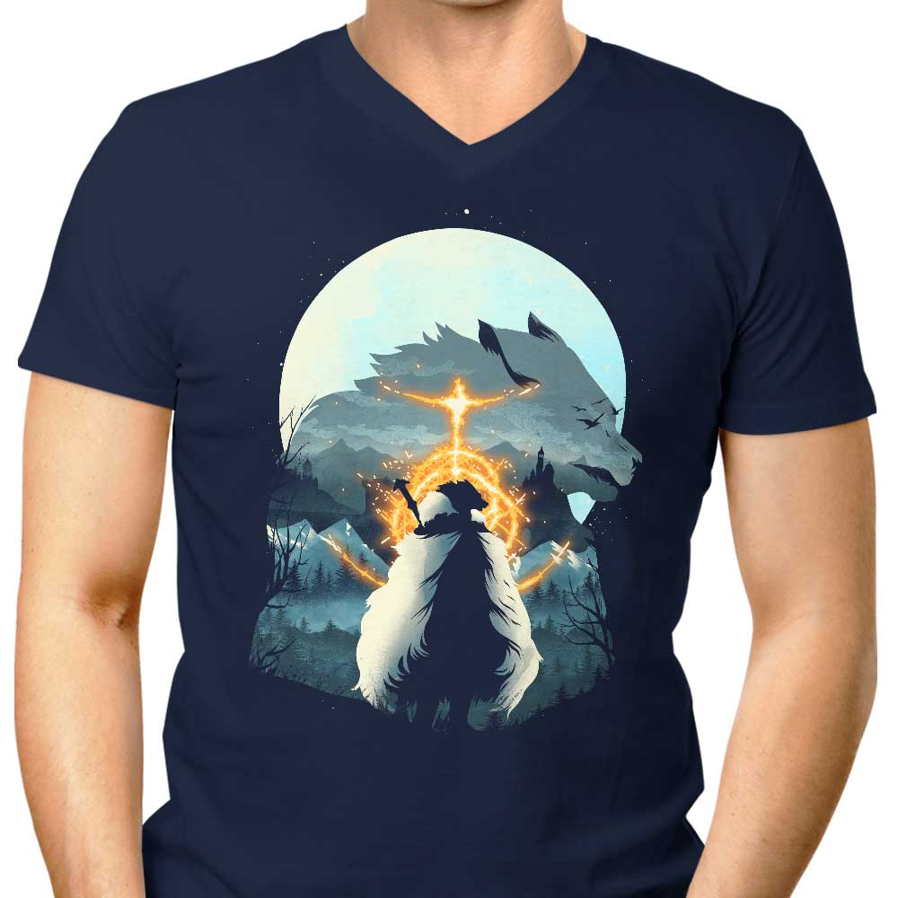 Men's Stylish V-Neck T-Shirt - The Half Wolf
