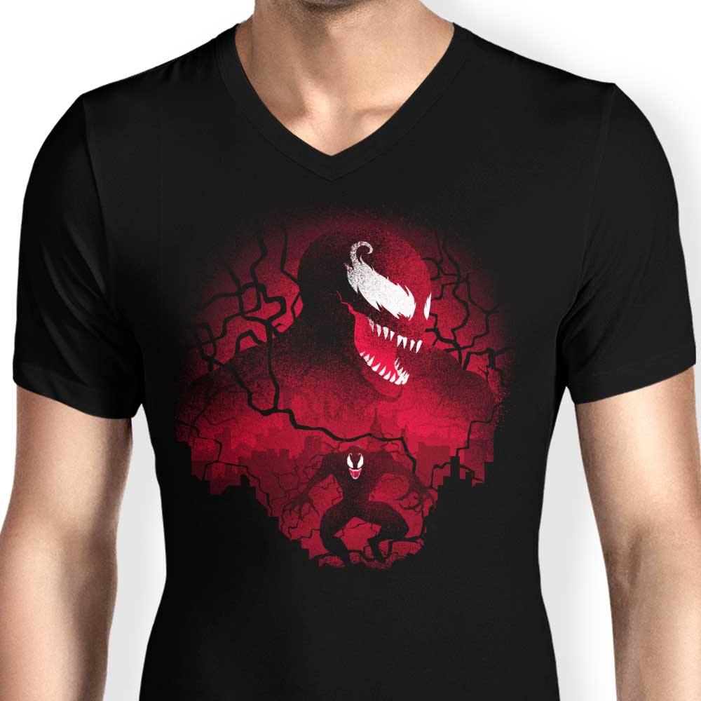 Men's Stylish Red Symbiote V-Neck T-Shirt
