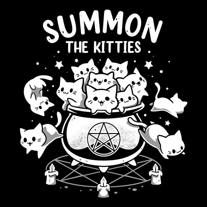 Men's Stylish V-Neck 'Summon the Kitties' T-Shirt