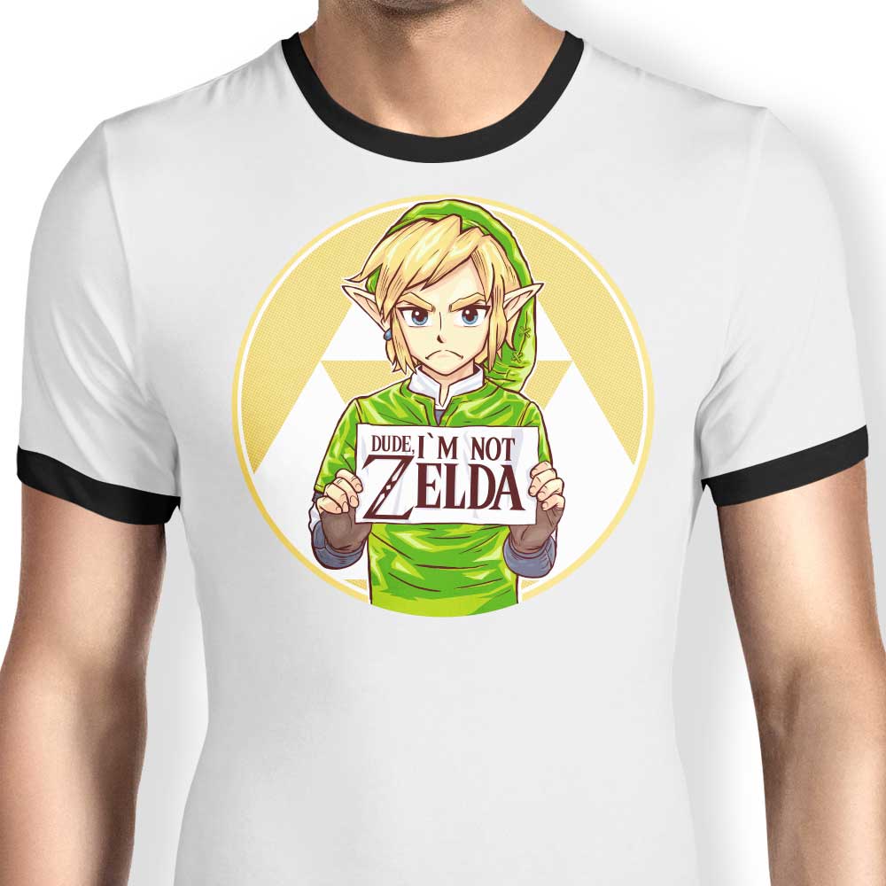 Cool 'Dude, I'm Not Zelda' Ringer Style T-Shirt for Trendy Guys