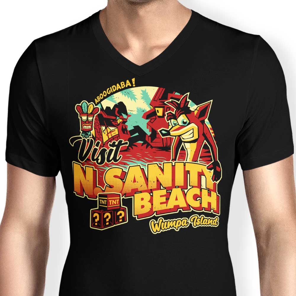 Men's V-Neck T-Shirt for Visiting N. Sanity Beach