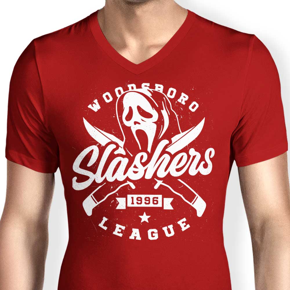 Men's Stylish V-Neck Woodsboro Slashers T-Shirt