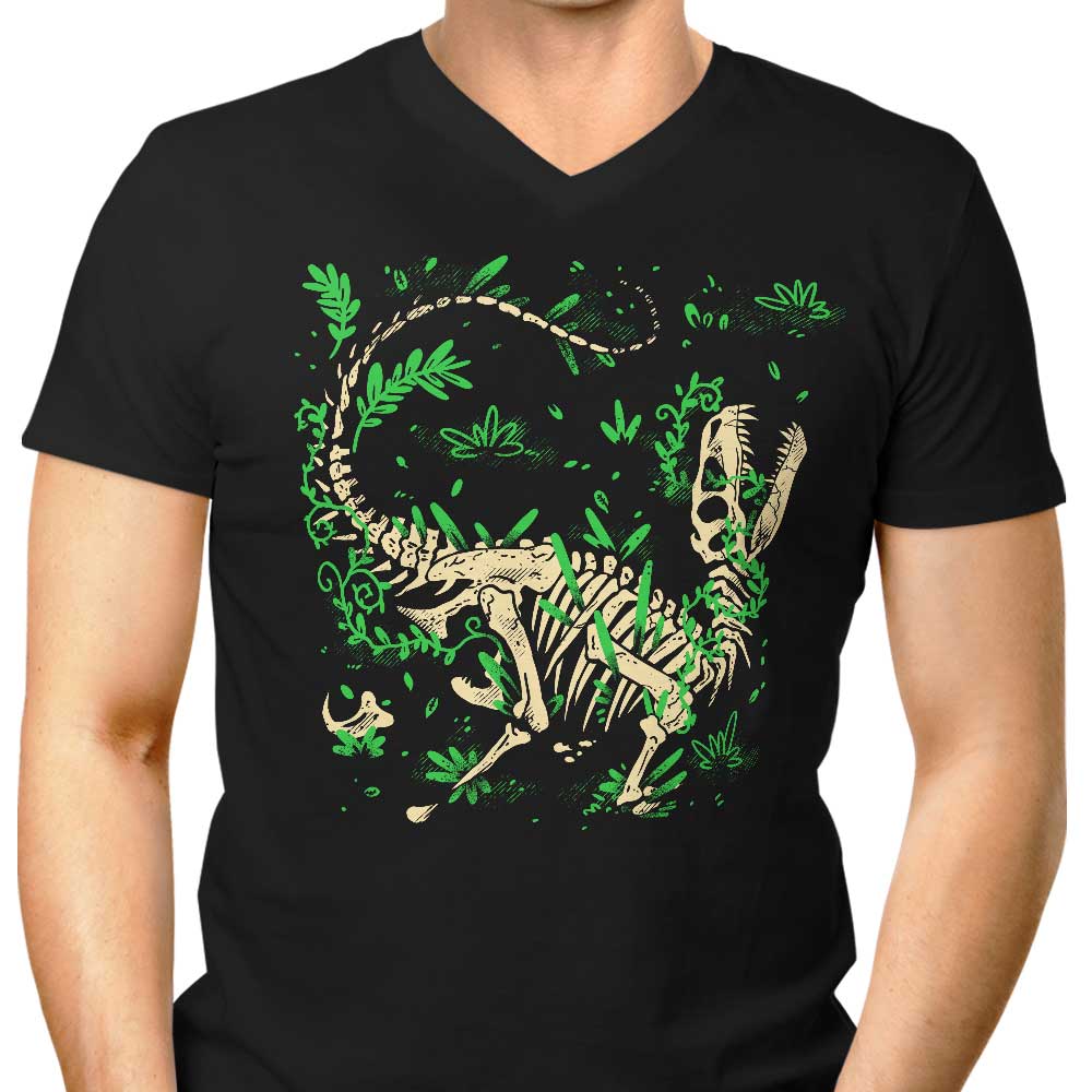 Men's V-Neck T-Shirts Featuring Raptor Fossils by Fitas Artwork