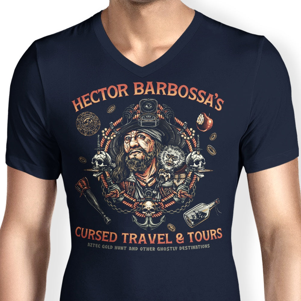 Glitchygorilla's Men's Stylish Cursed Travel and Tours V-Neck