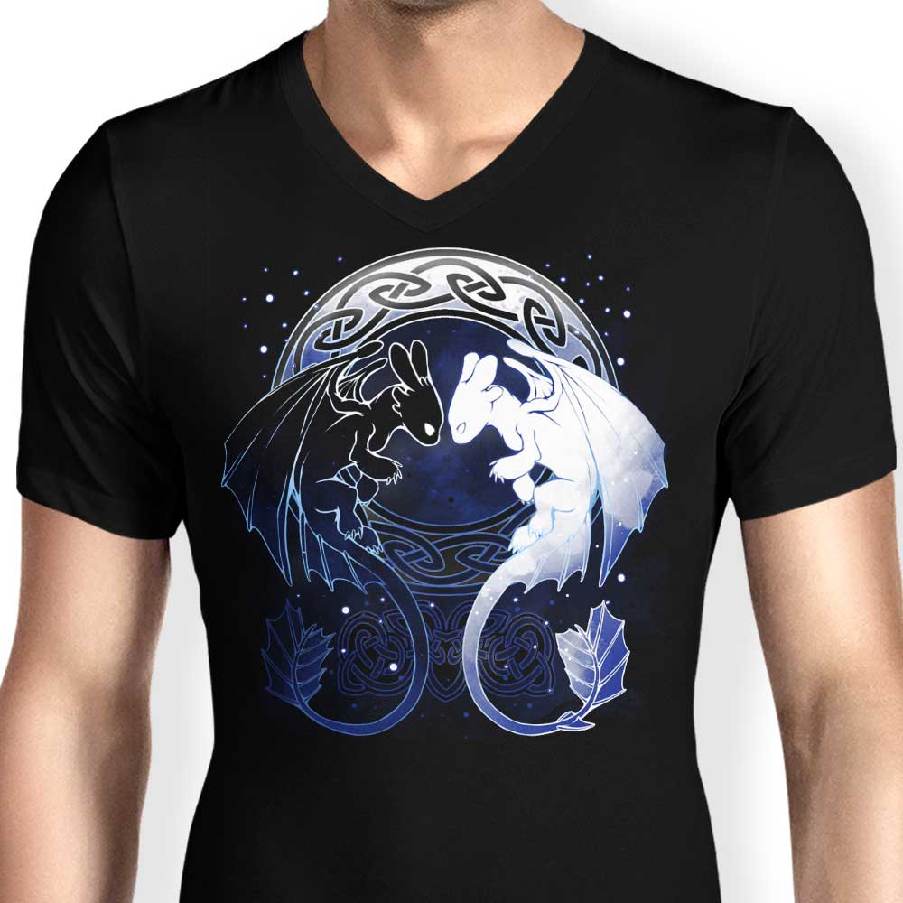 xMorfina Men's Stylish V-Neck with Two Dragons Design