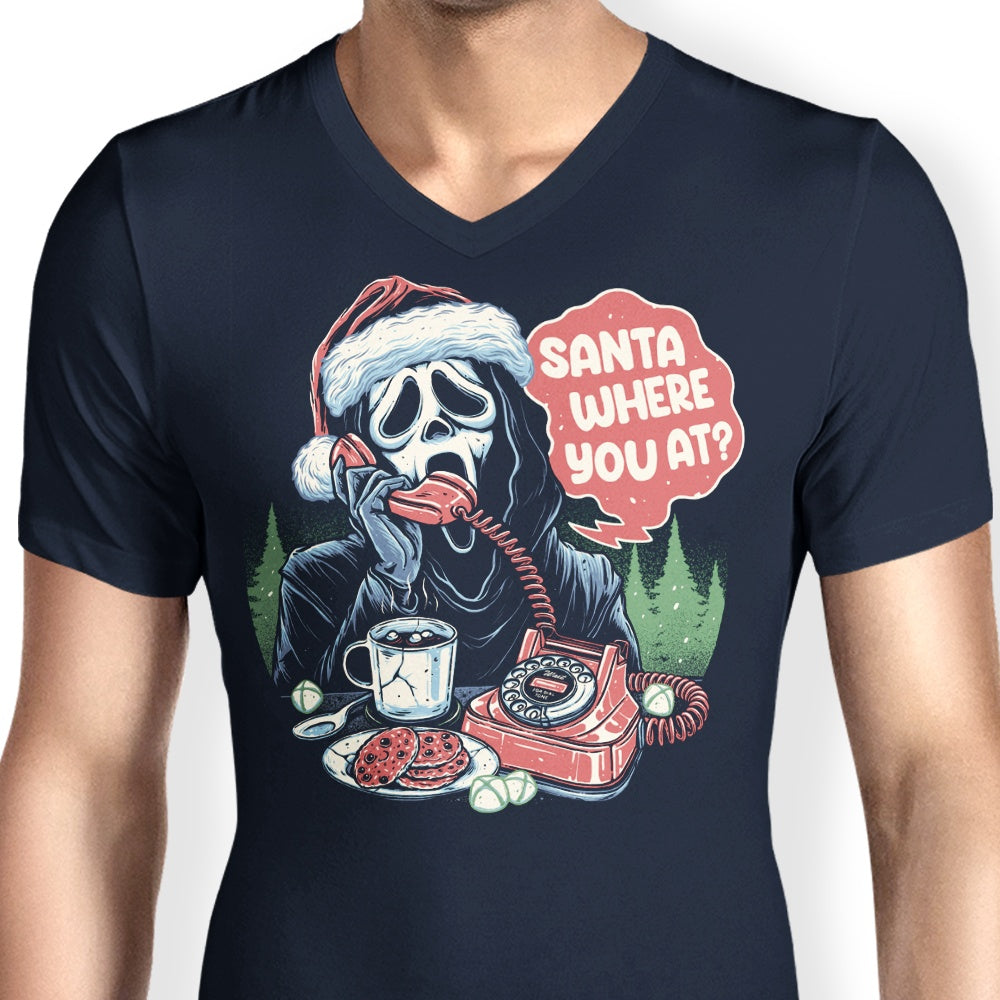 Men's V-Neck T-Shirt - 'Santa Where Are You?'
