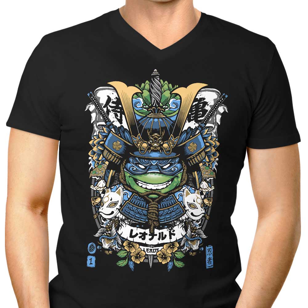 Men's Stylish V-Neck Samurai Leader T-Shirt