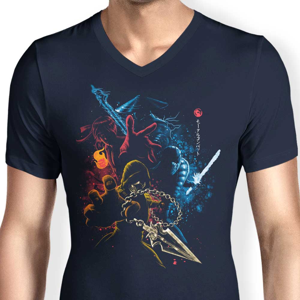 Men's V-Neck Mortal Fighters T-Shirts