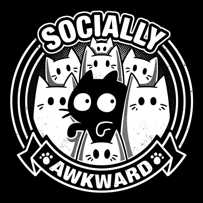 Men's V-Neck T-Shirt Featuring a Socially Awkward Cat Design