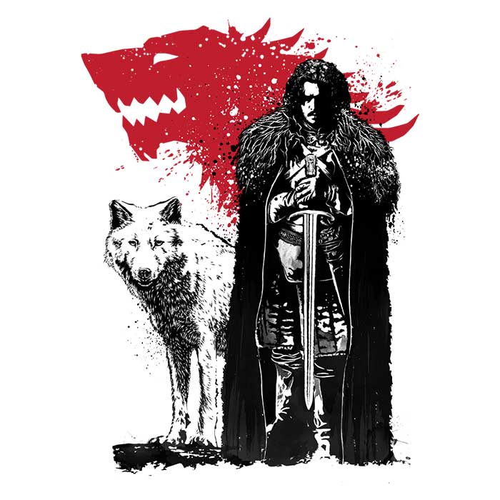 Stylish Men's 'The King and the Wolf' Ringer T - Shirt in S to 4XL Sizes