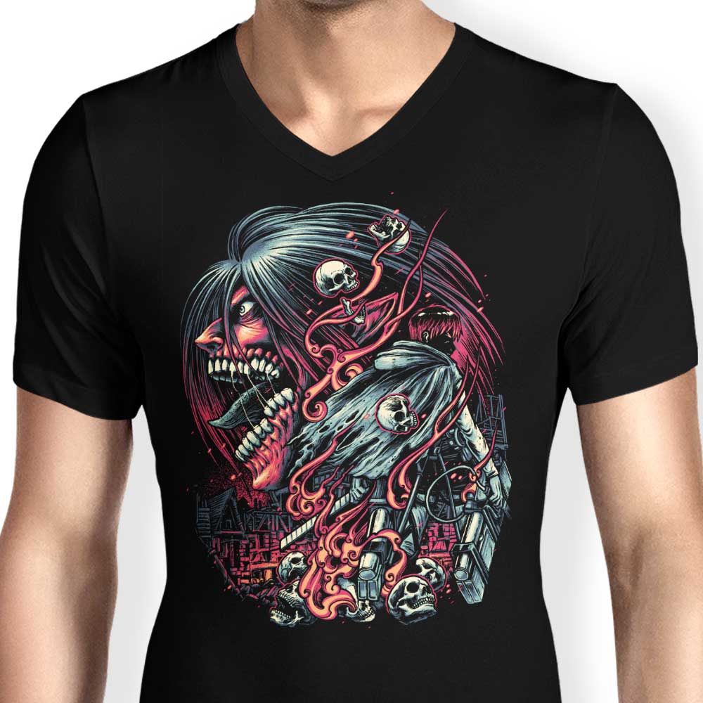 Men's V-Neck T-Shirt - Break Through the Walls