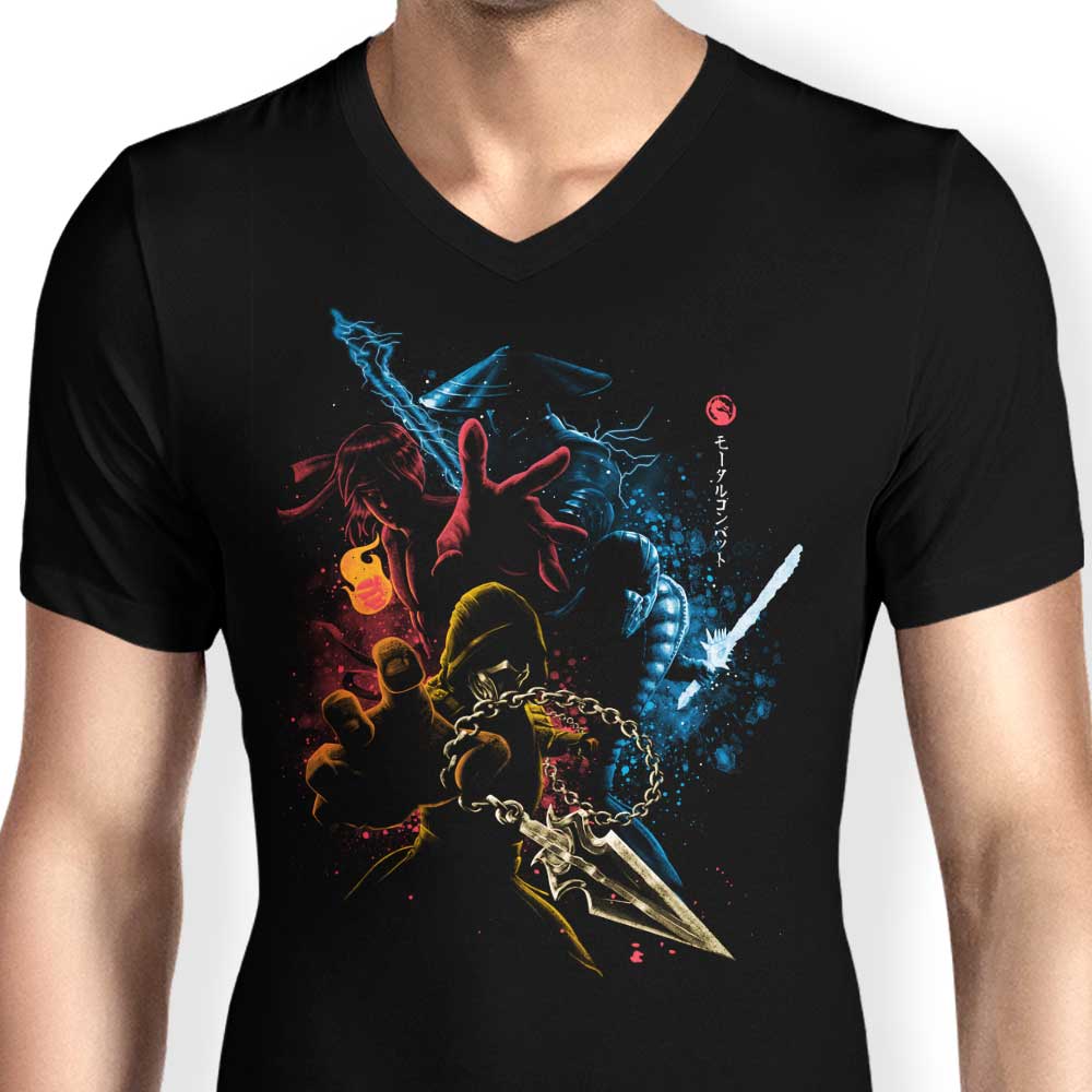 Men's V-Neck Mortal Fighters T-Shirts
