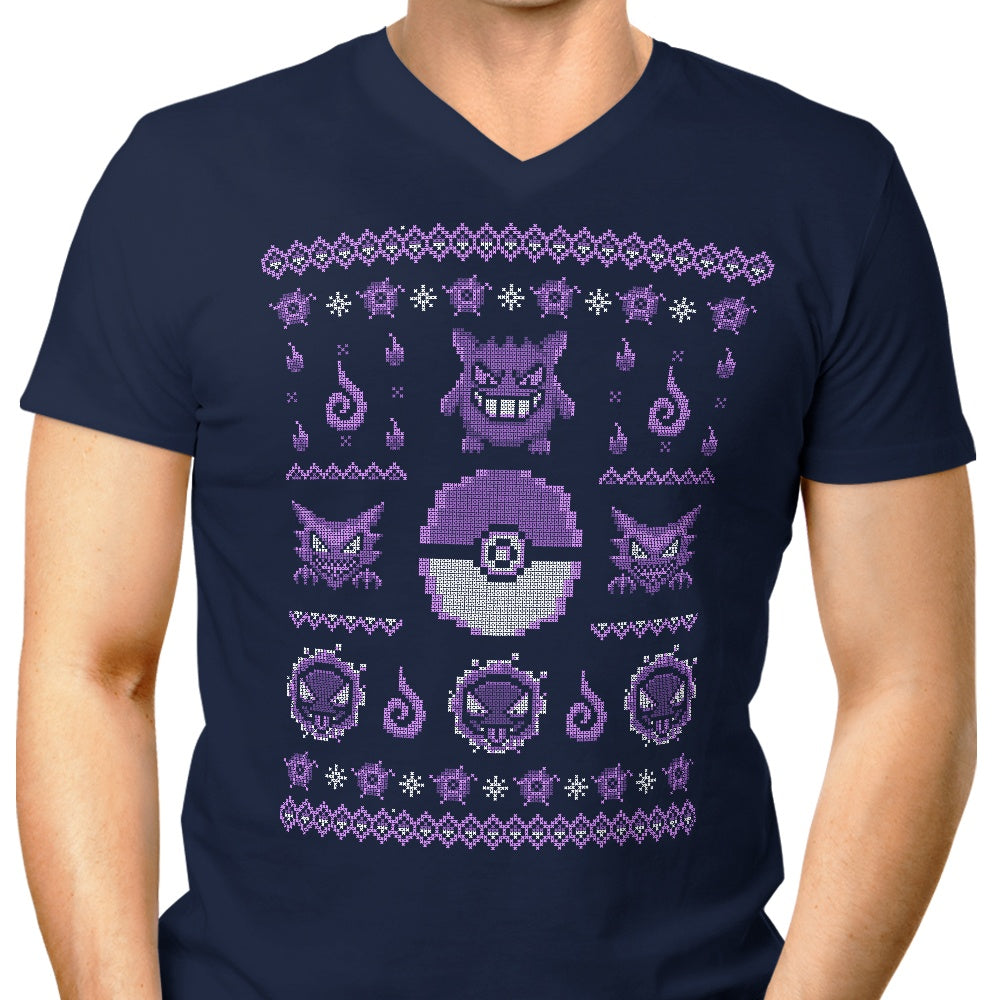 Men's Stylish V-Neck Ghost Trainer Sweater by Typhoonic Art