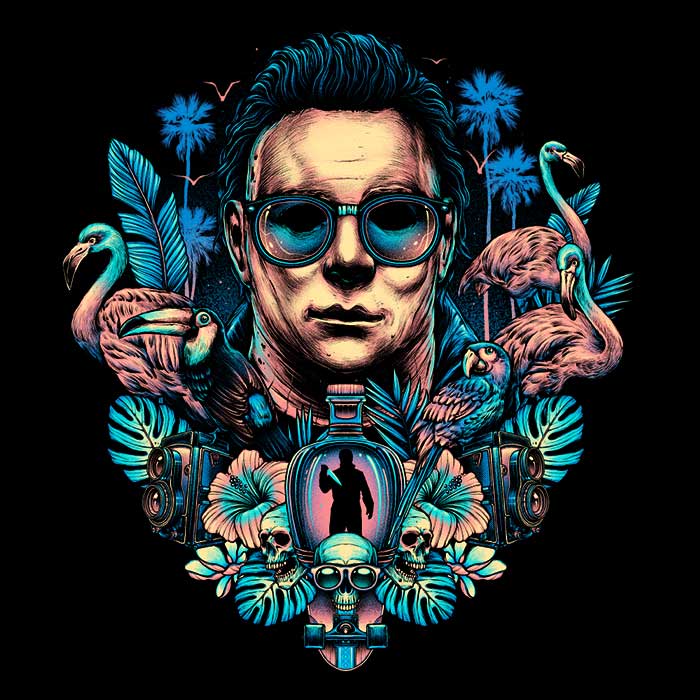 Glitchygorilla Men's Tropical Slasher Graphic Ringer T - Shirt