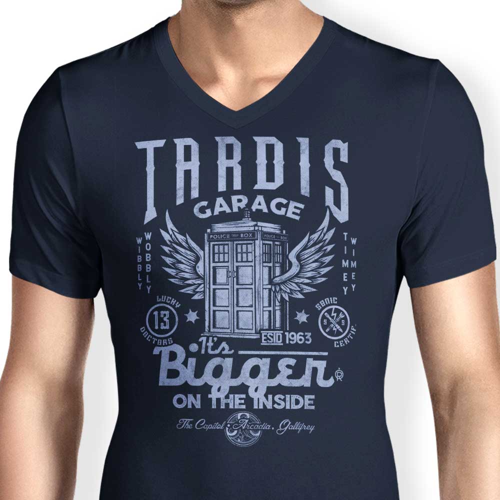 Men's Stylish V-Neck T-Shirt from Tardis Garage