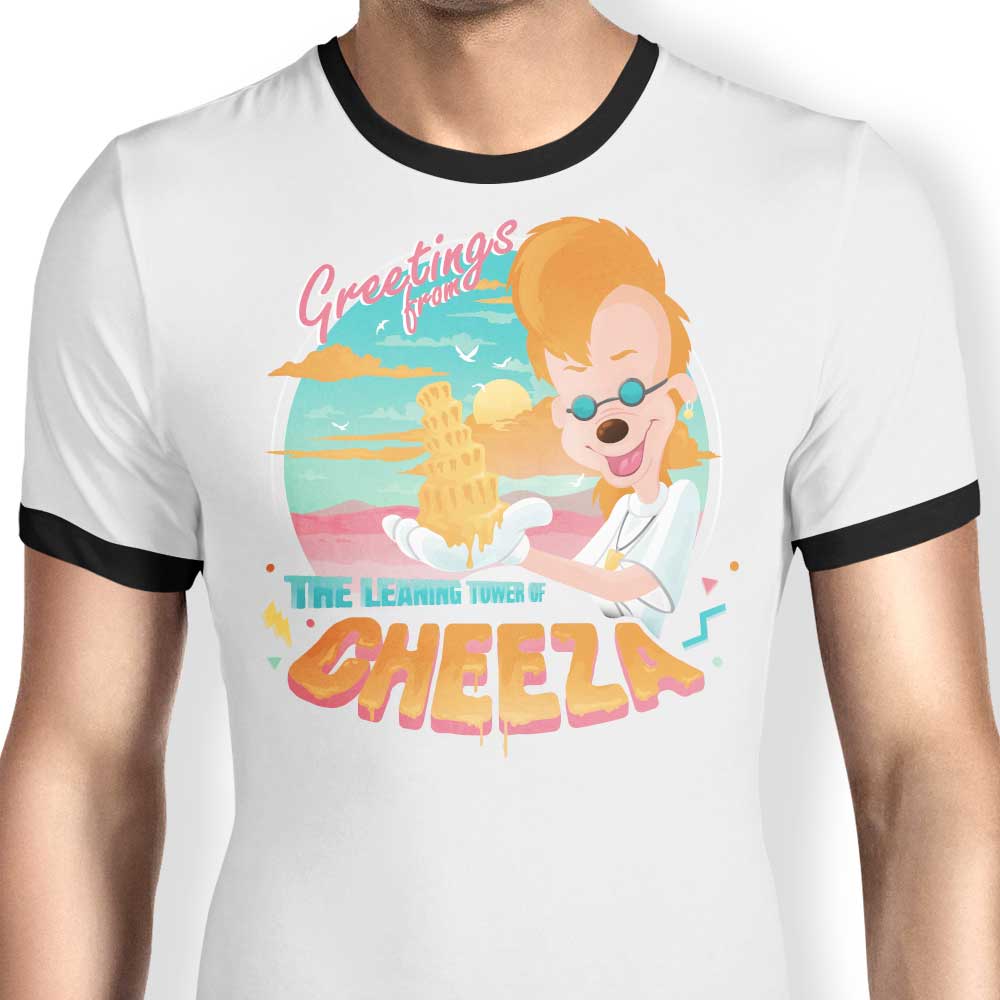 ManuelDA's The Leaning Tower of Cheeza Men's Ringer Cotton T-Shirt