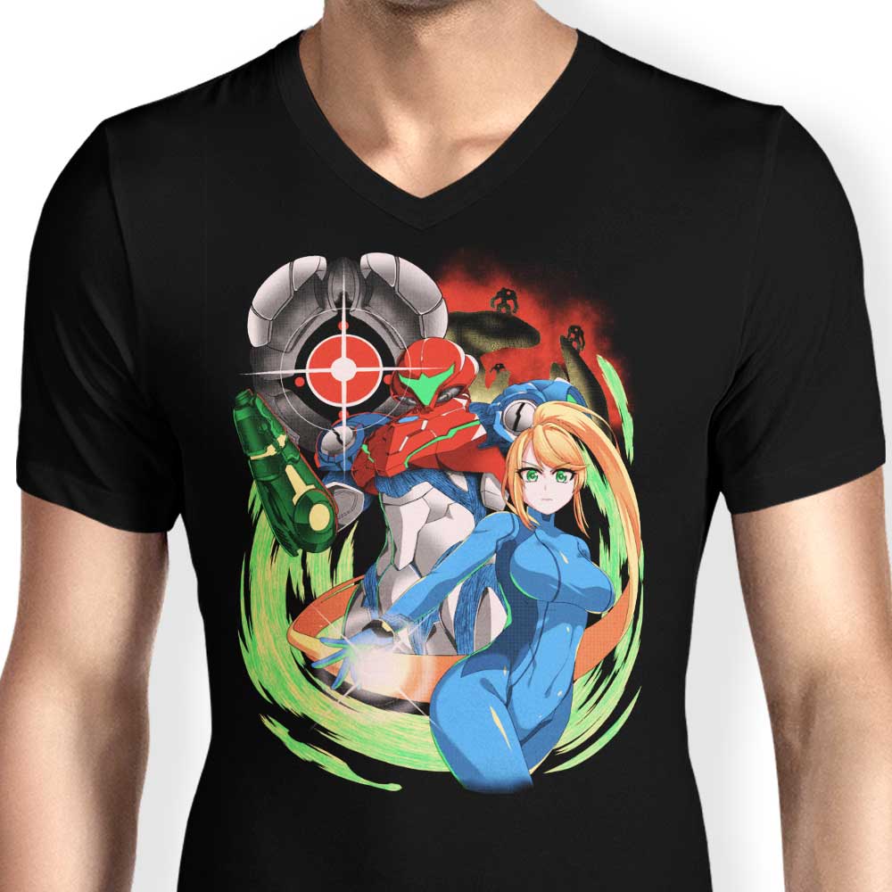 Men's V-Neck T-Shirt - 'Enemy in the Night' by Coinbox Tees